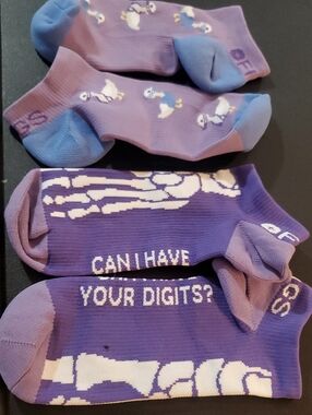 Figs Purple Ankle Socks with Light Blue Accents
